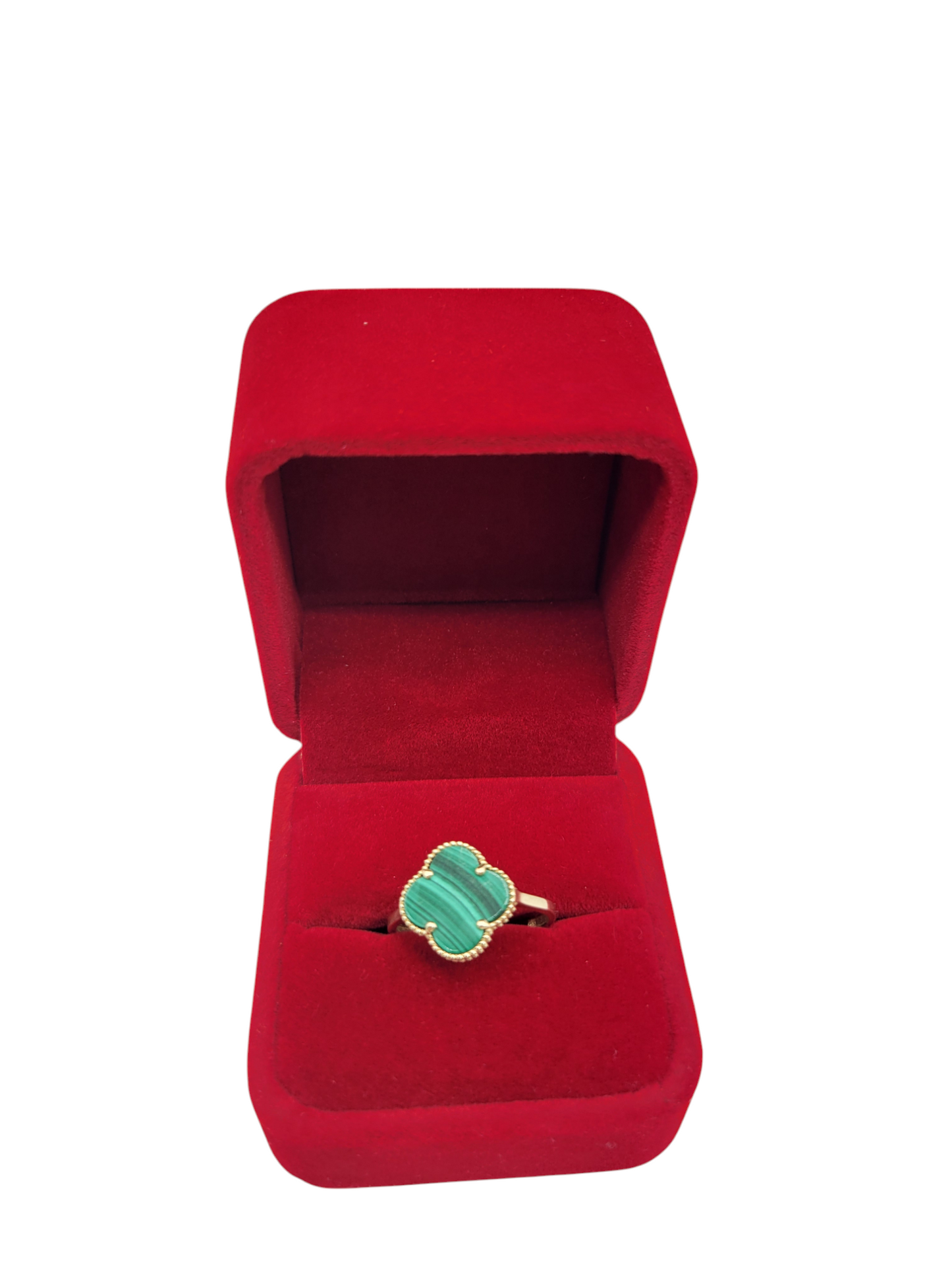 10K gold ring. Green flower. Size 8