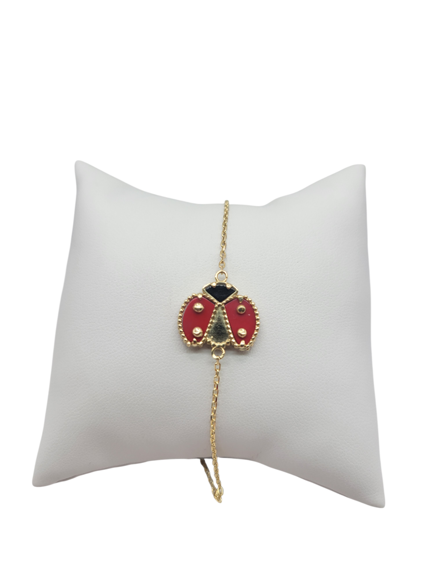 10K gold bracelet. Ladybug. 8in . 1mm