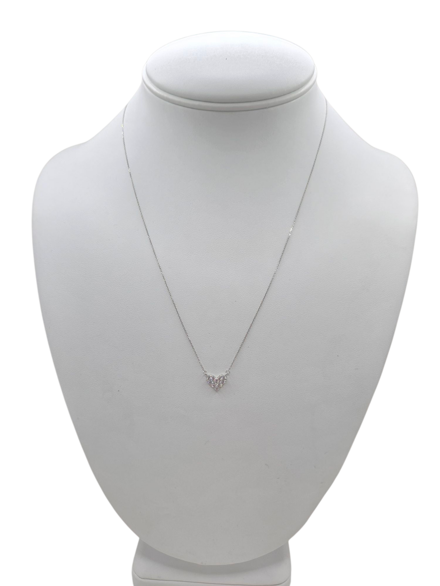 White gold chain 14K . heart with CZ stone. 18in. 1mm