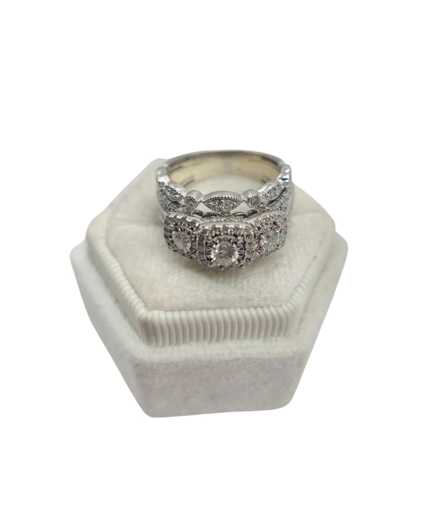 10K white gold ring. 1.2ctw in diamonds