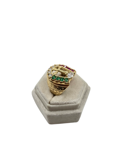 Anillo de oro 10k de Cruz con piedras CZ, Size 9