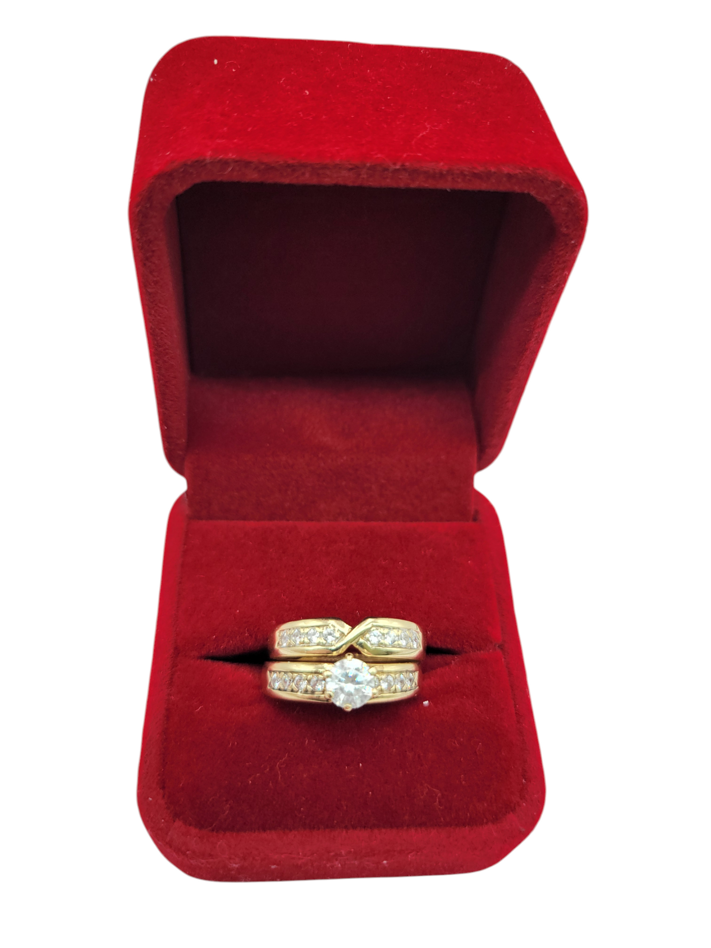 14K Gold Wedding Rings. Duo. CZ Stone. Size 8