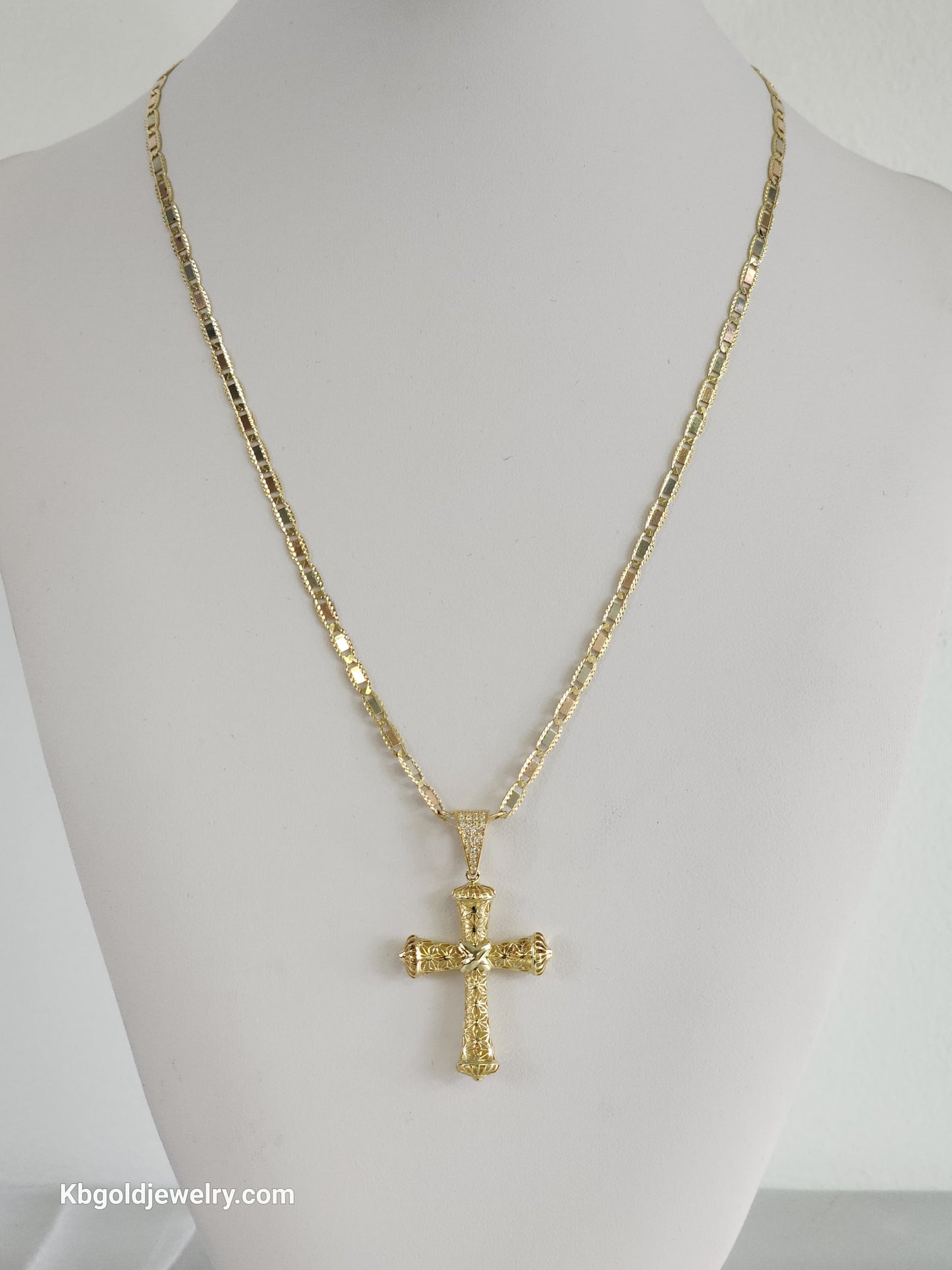 14k gold chain with cross pendant included