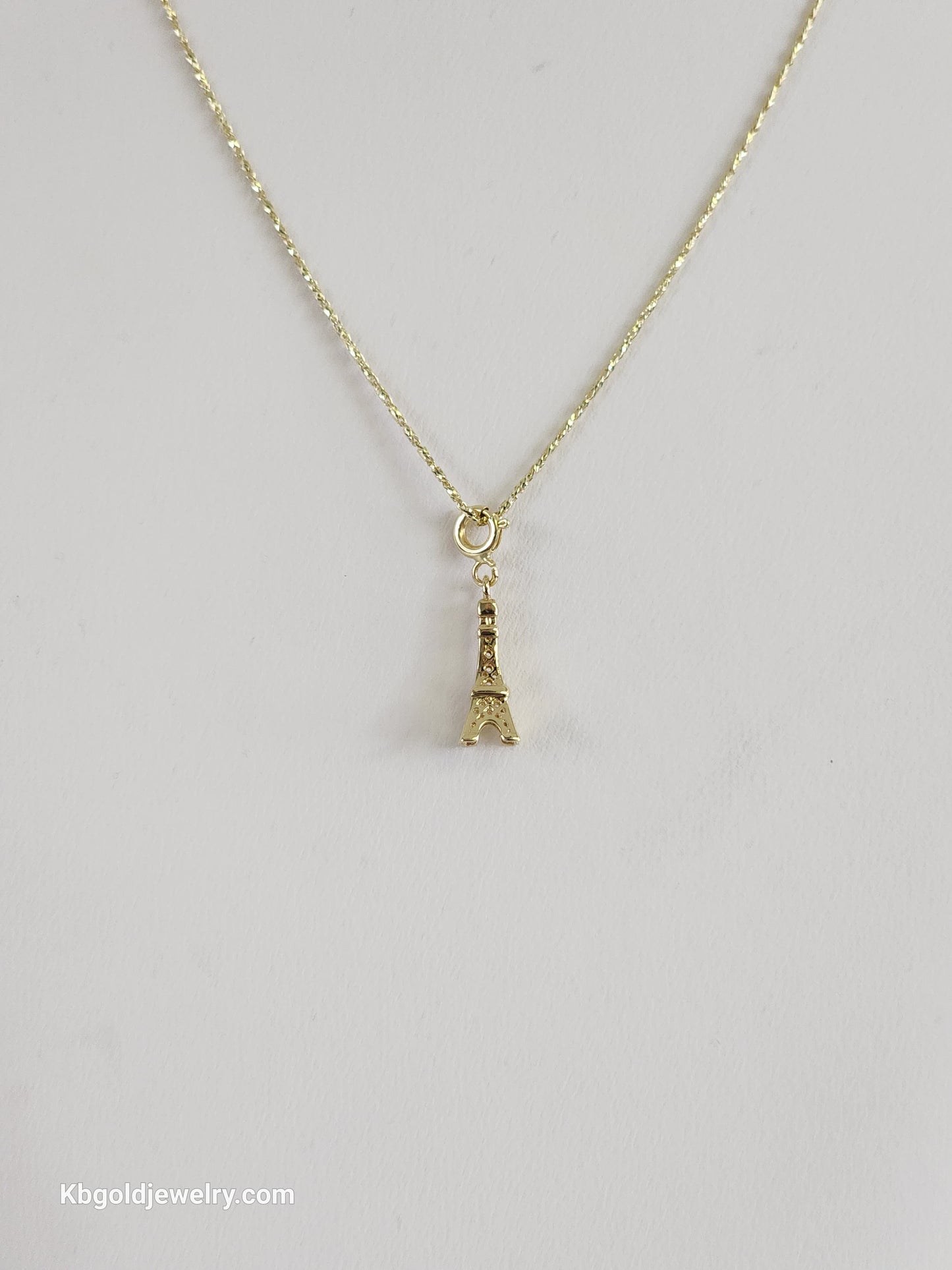 14k gold chain with tower of paris pendant