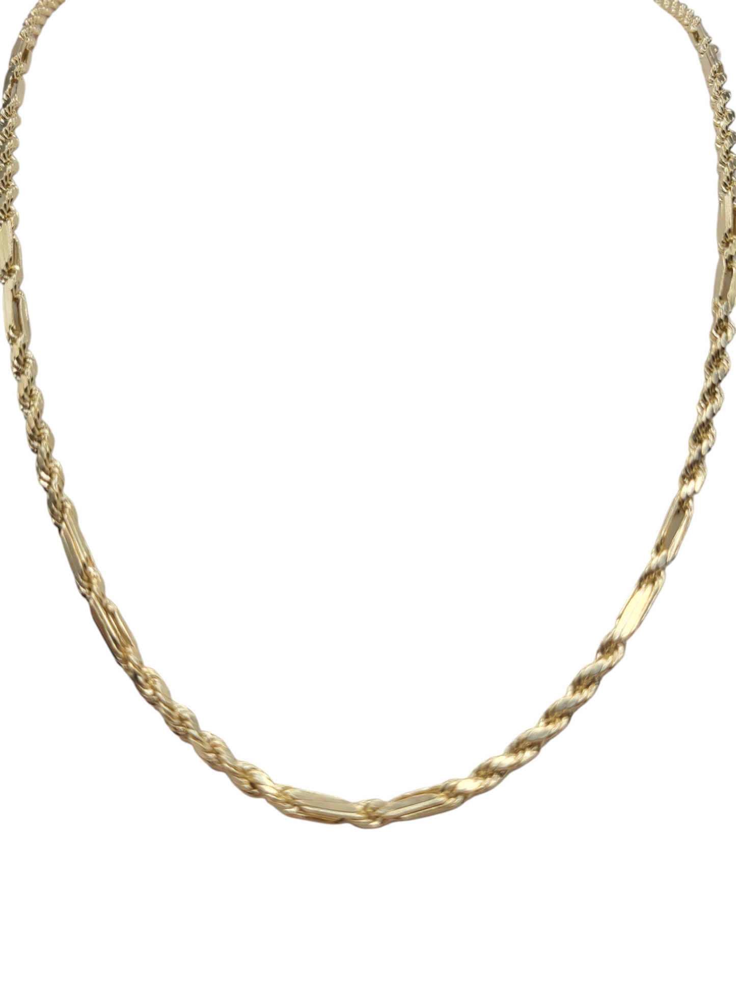10K gold rope chain with Jesús face pendant , figure-8 design. 24in . 3mm