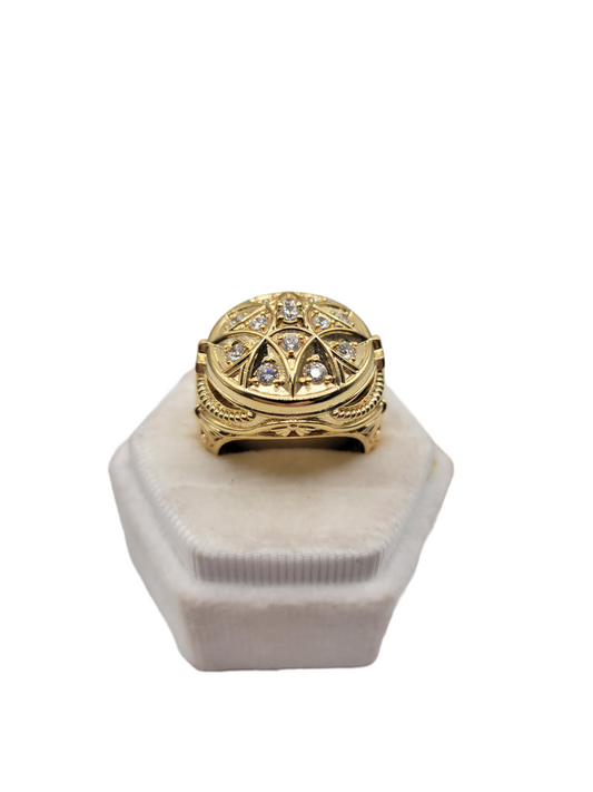 10K Solid Gold Ring with White CZ Stones. Size 10.5