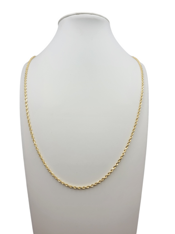 10K Gold Plain Rope Chain, 24in, 2mm