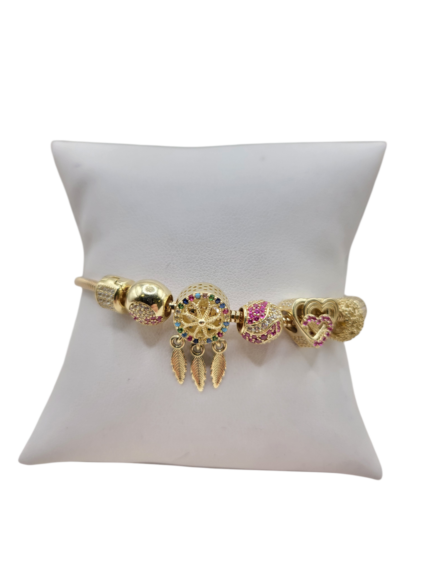 10K gold rope-style bracelet with charms. 8 inches. 2.5 mm.