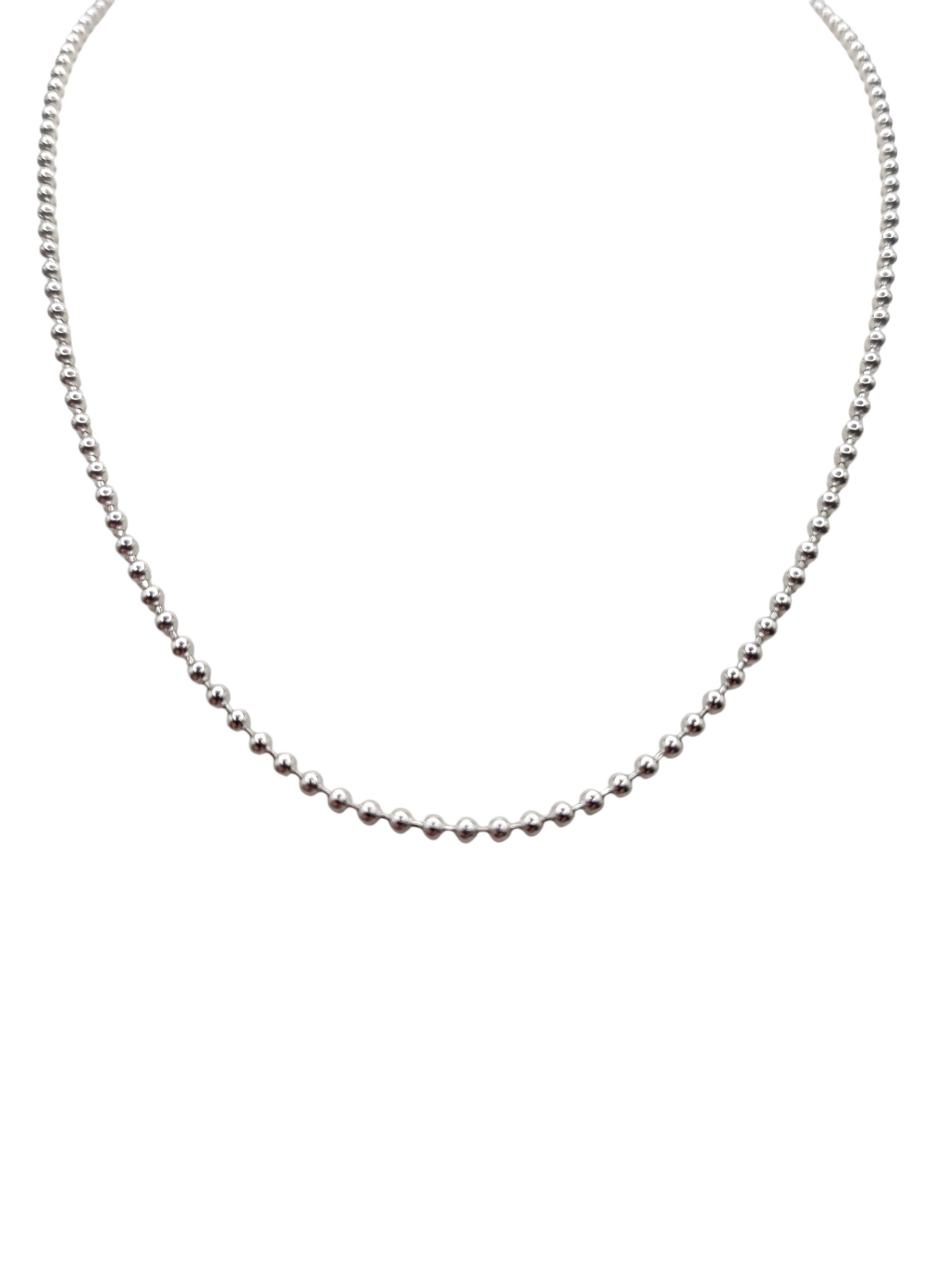 925 Silver Children's necklace. Small beads. 14 inches. 1 mm.