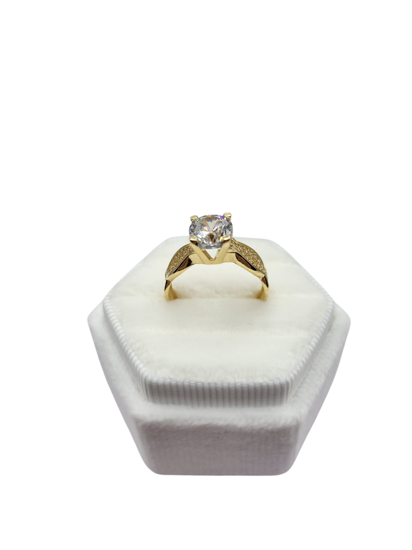 14K gold engagement ring. CZ stone. Size 7.5