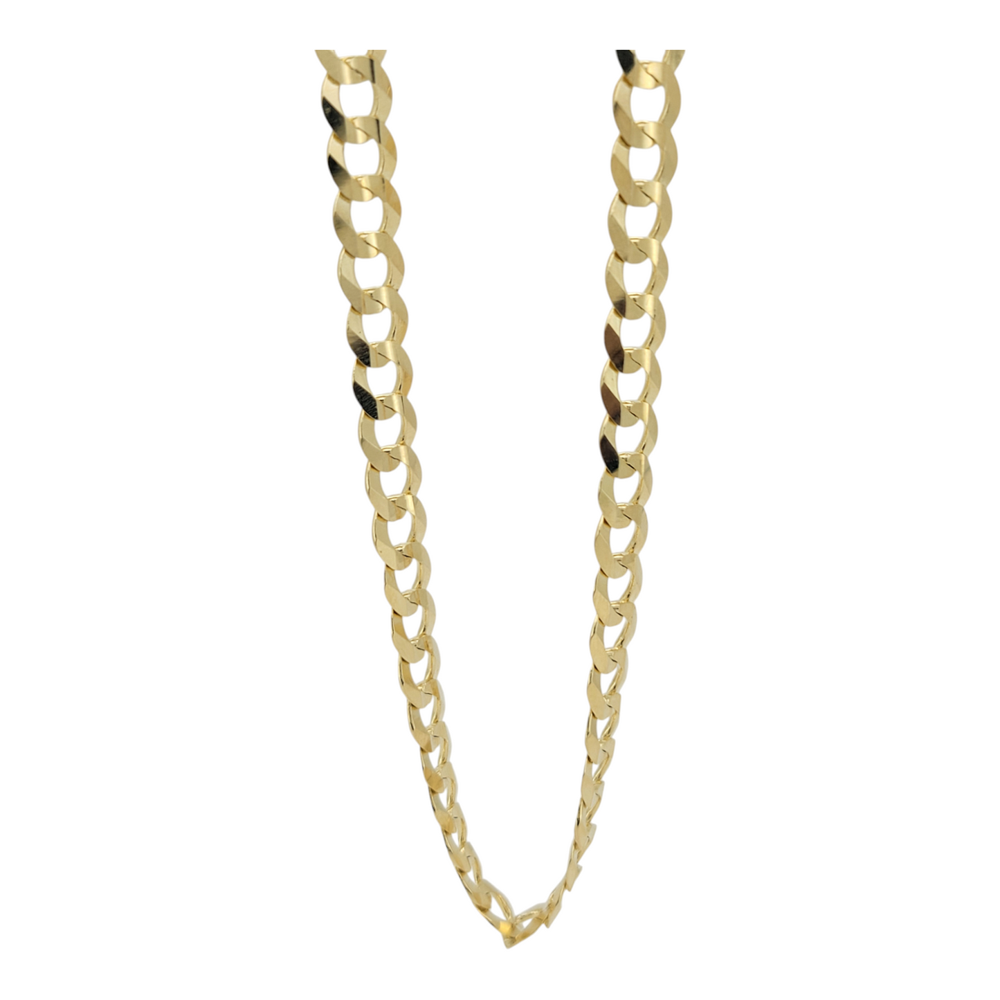 14K gold Cuban link chain. Double edge. 22in. 6mm