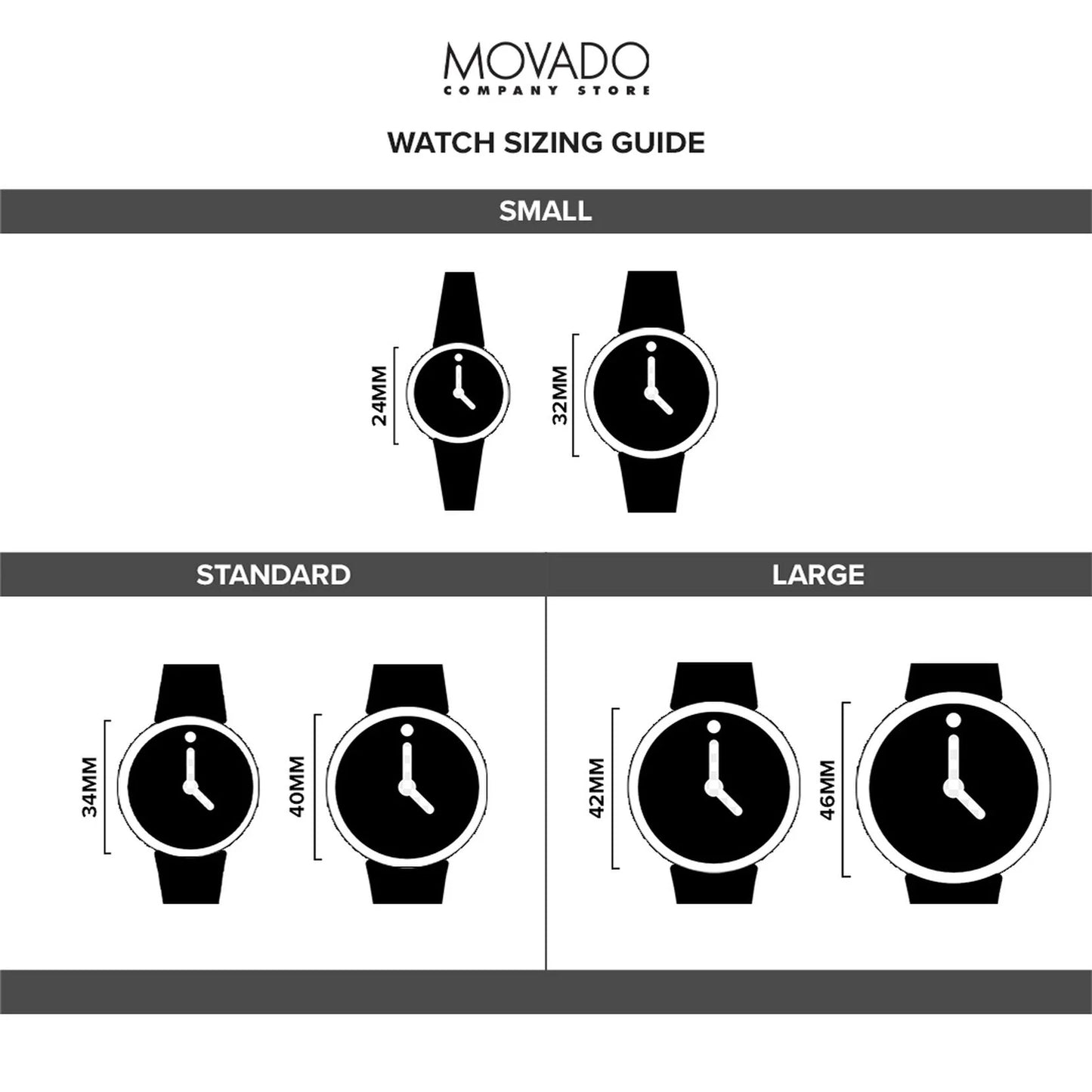 An icon of modern design, the Movado Signature watch features a 40mm yellow gold PVD stainless steel case, a black dial, and a black leather strap