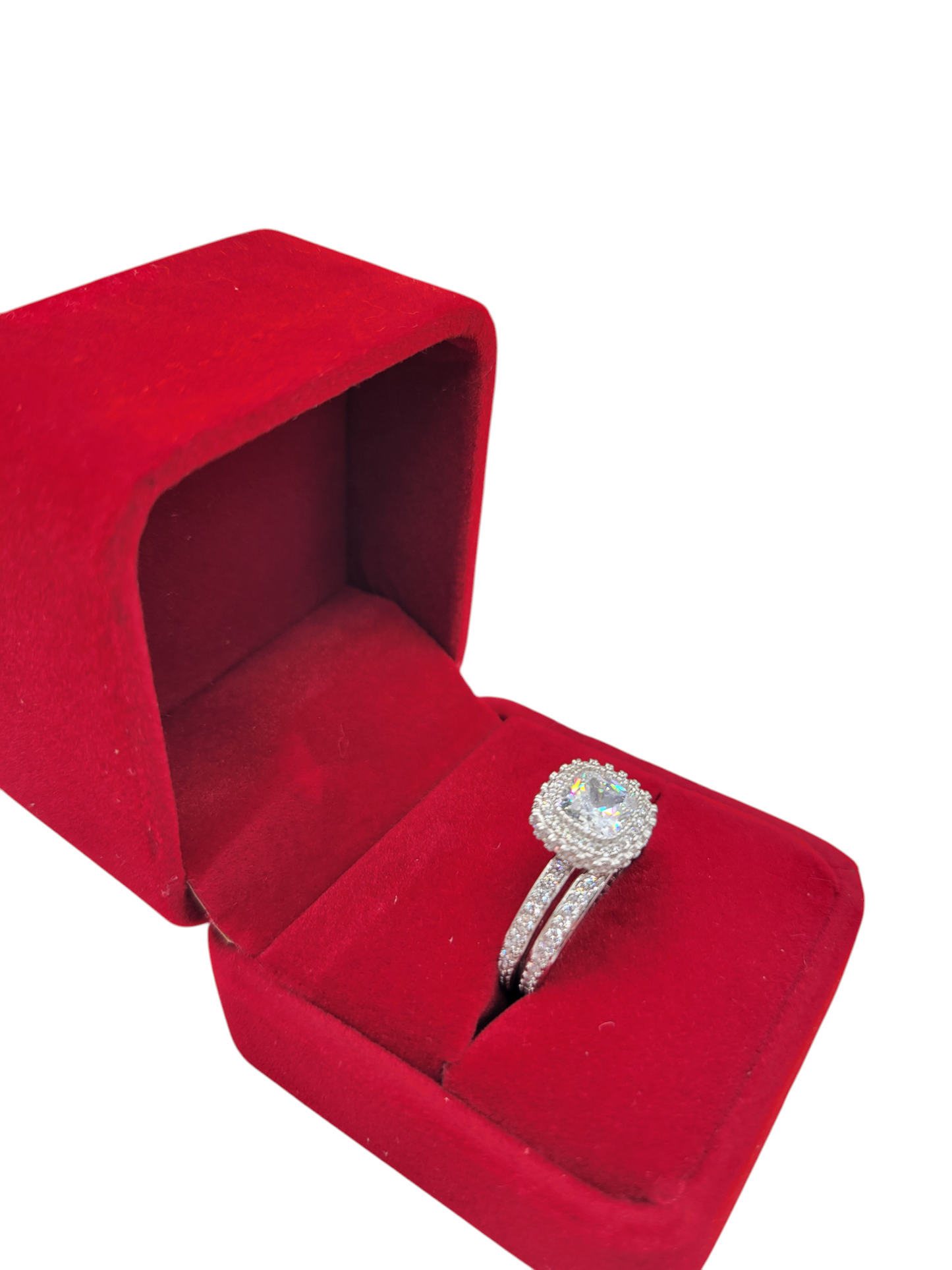 925 silver double wedding ring with CZ stone. Sizes 7 and 8.