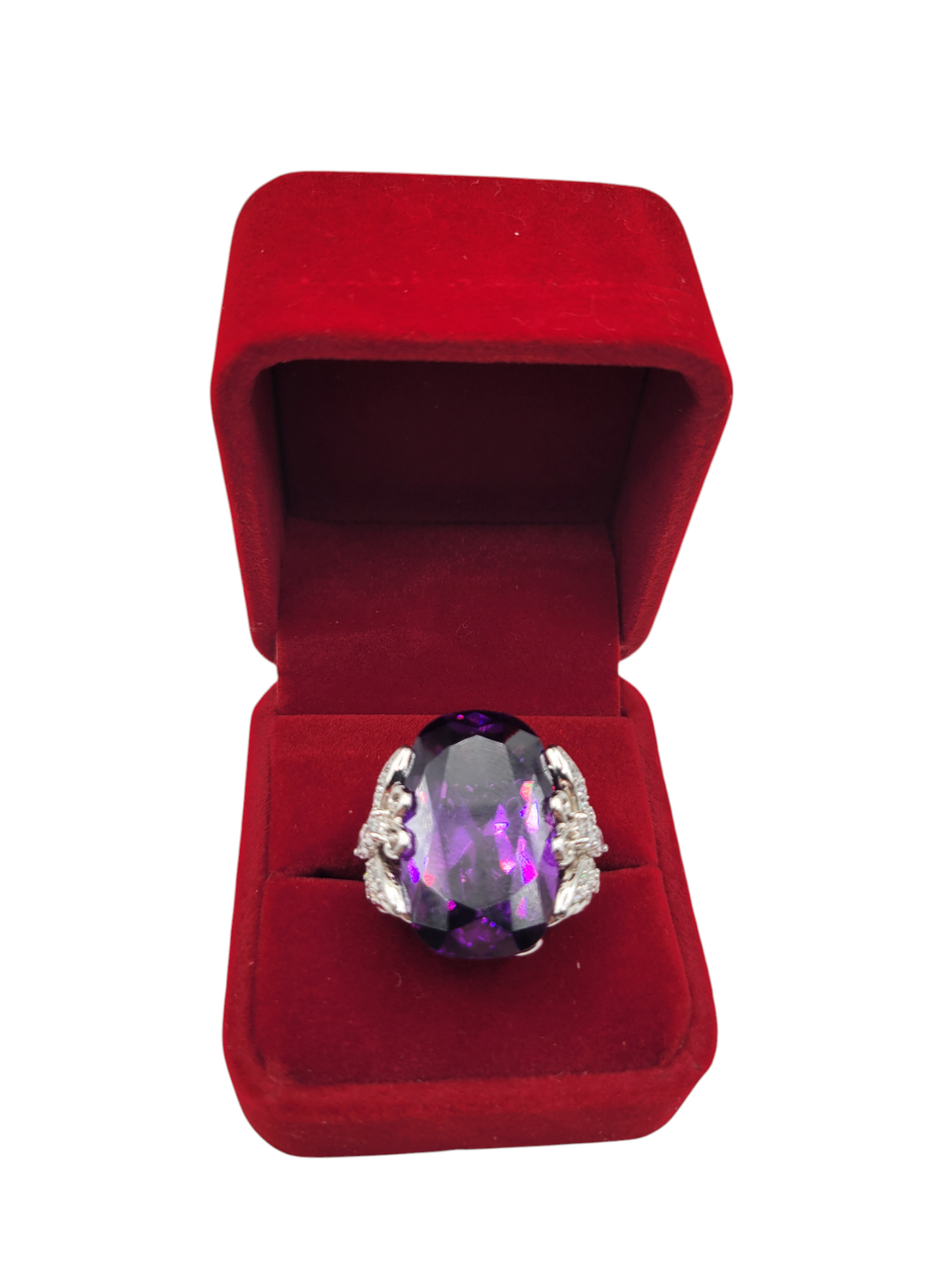 925 silver ring. Large violet stone . Size 5