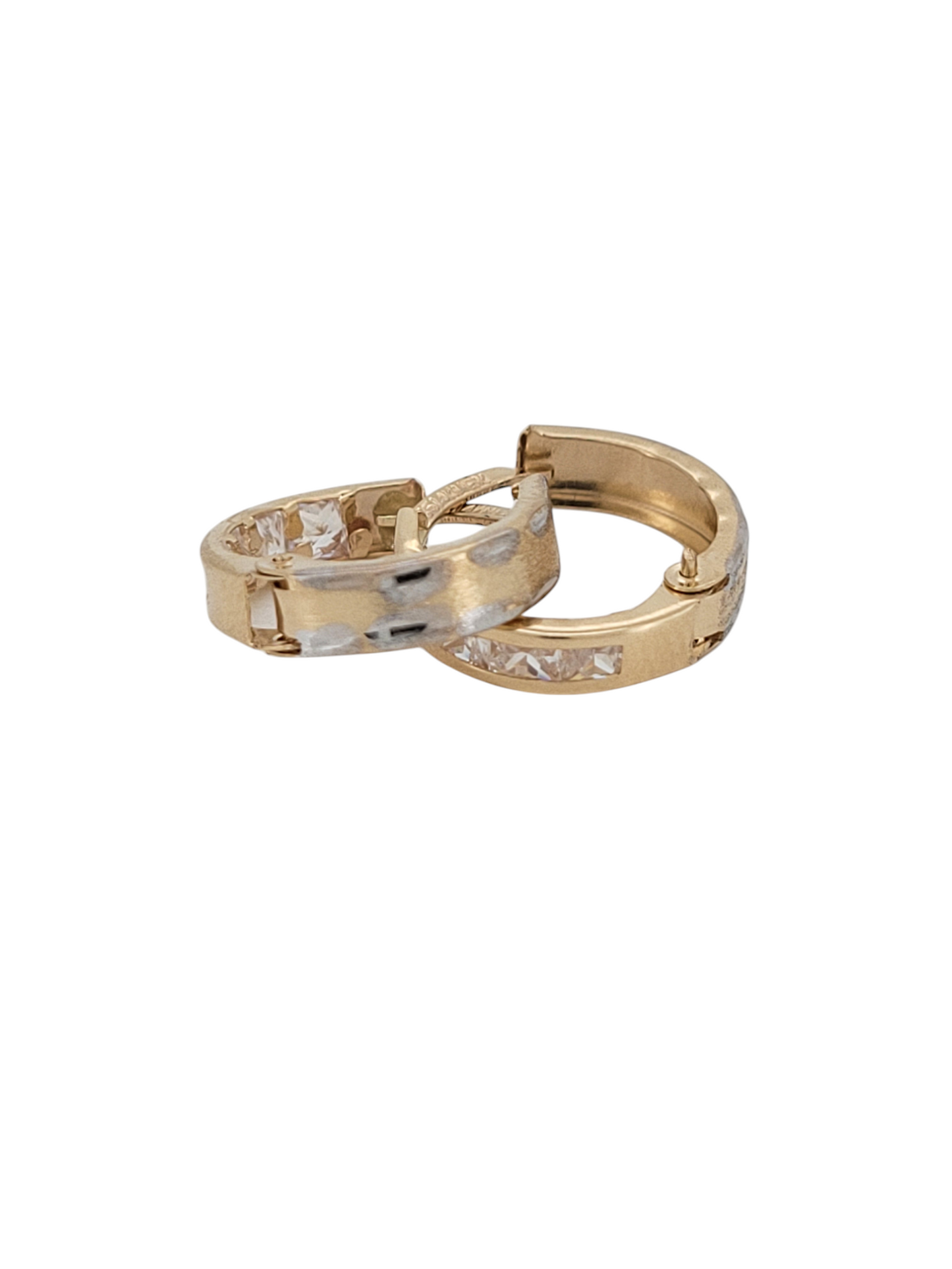 14K gold earrings. CZ stone. Size 1