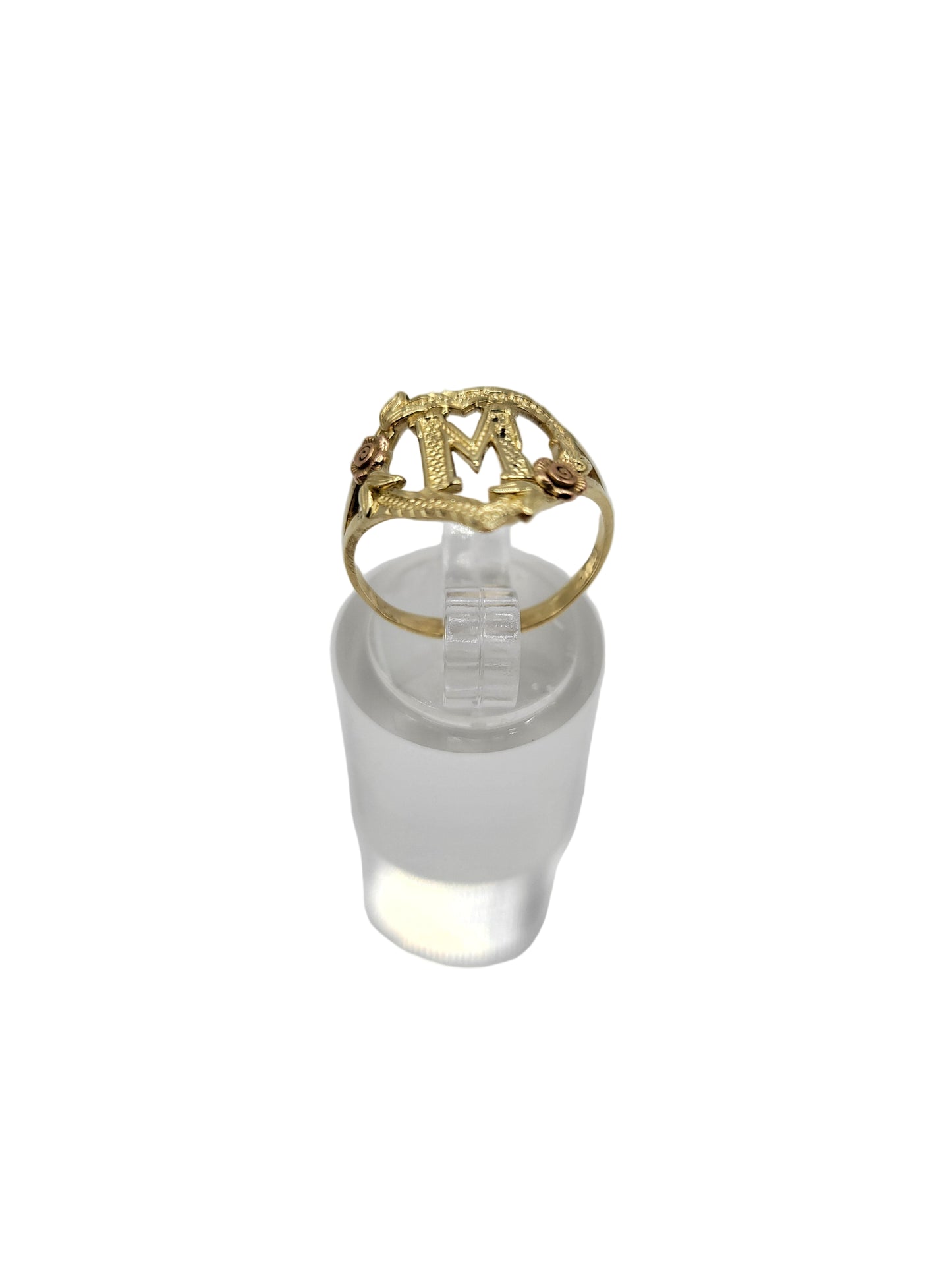 10K gold ring. Letter M. Size 5.5