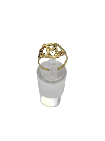 10K gold ring. Letter M. Size 5.5