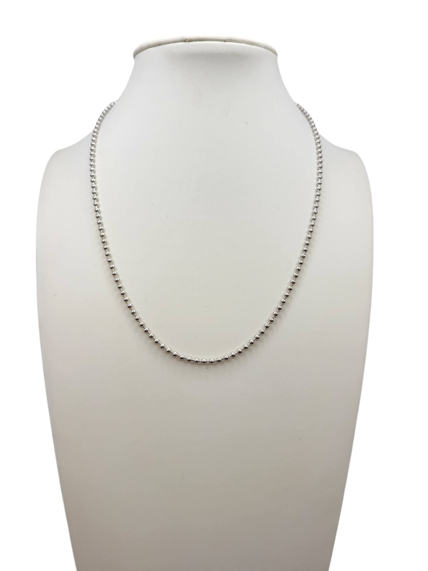 925 Silver Children's necklace. Small beads. 14 inches. 1 mm.