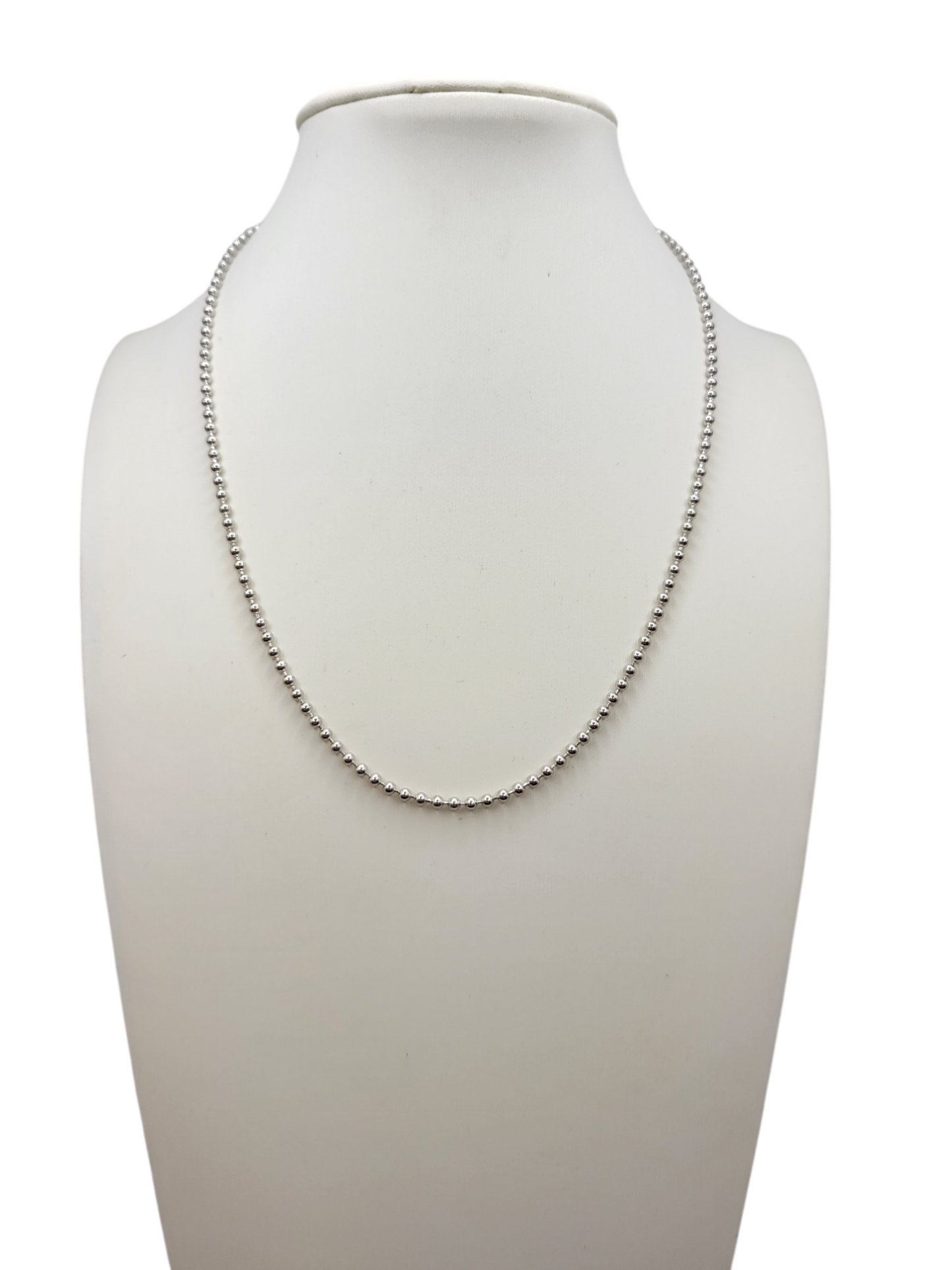 925 Silver Children's necklace. Small beads. 14 inches. 1 mm.