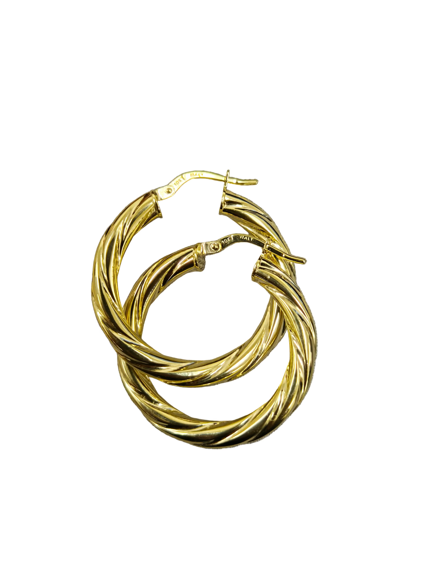 10k gold twisted style earrings thick tube
