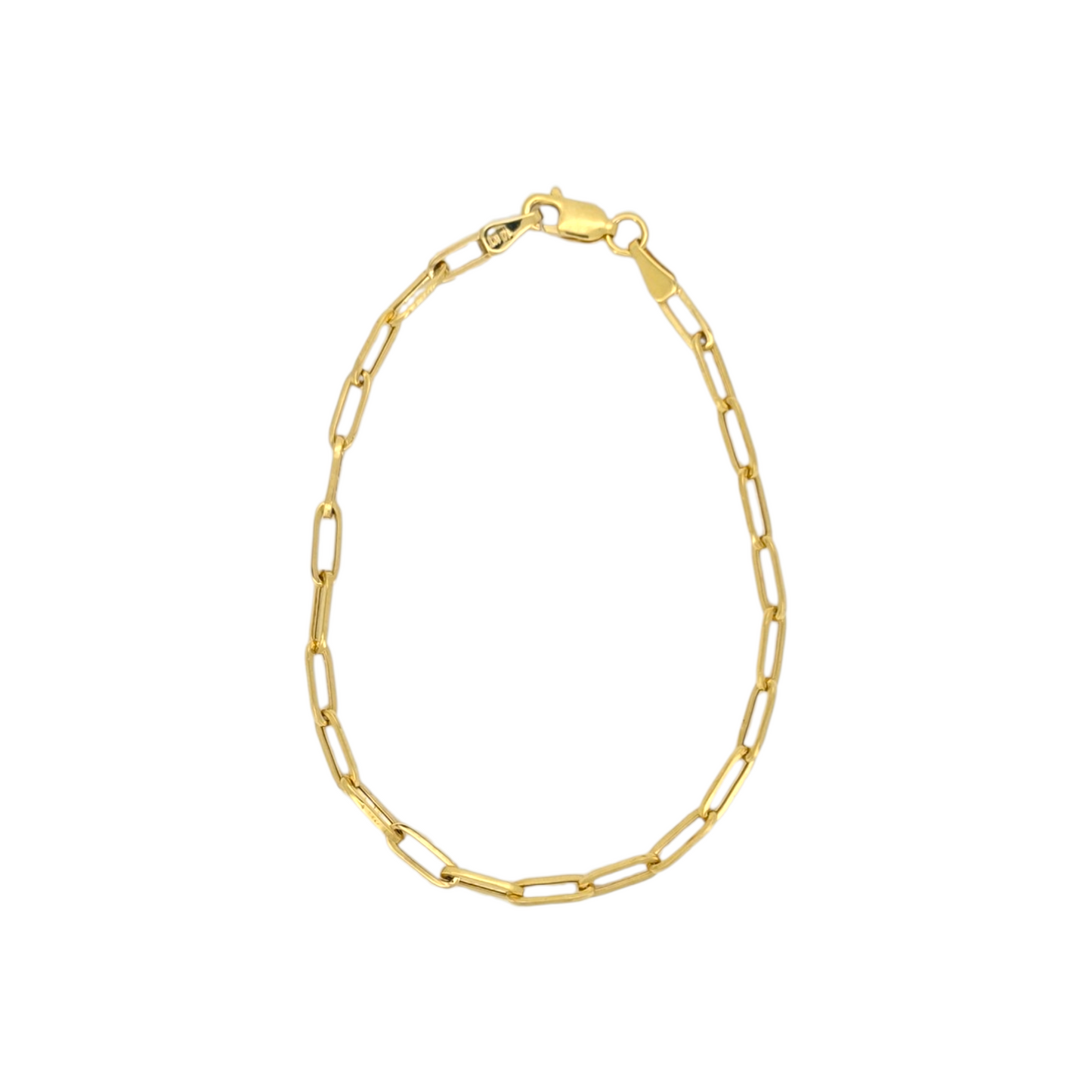 10K Gold Paperclip Bracelet. 7.5in - 3mm