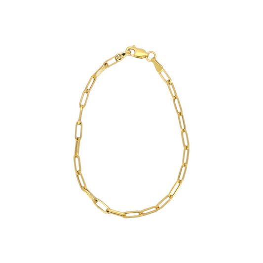 10K Gold Paperclip Bracelet. 7.5in - 3mm