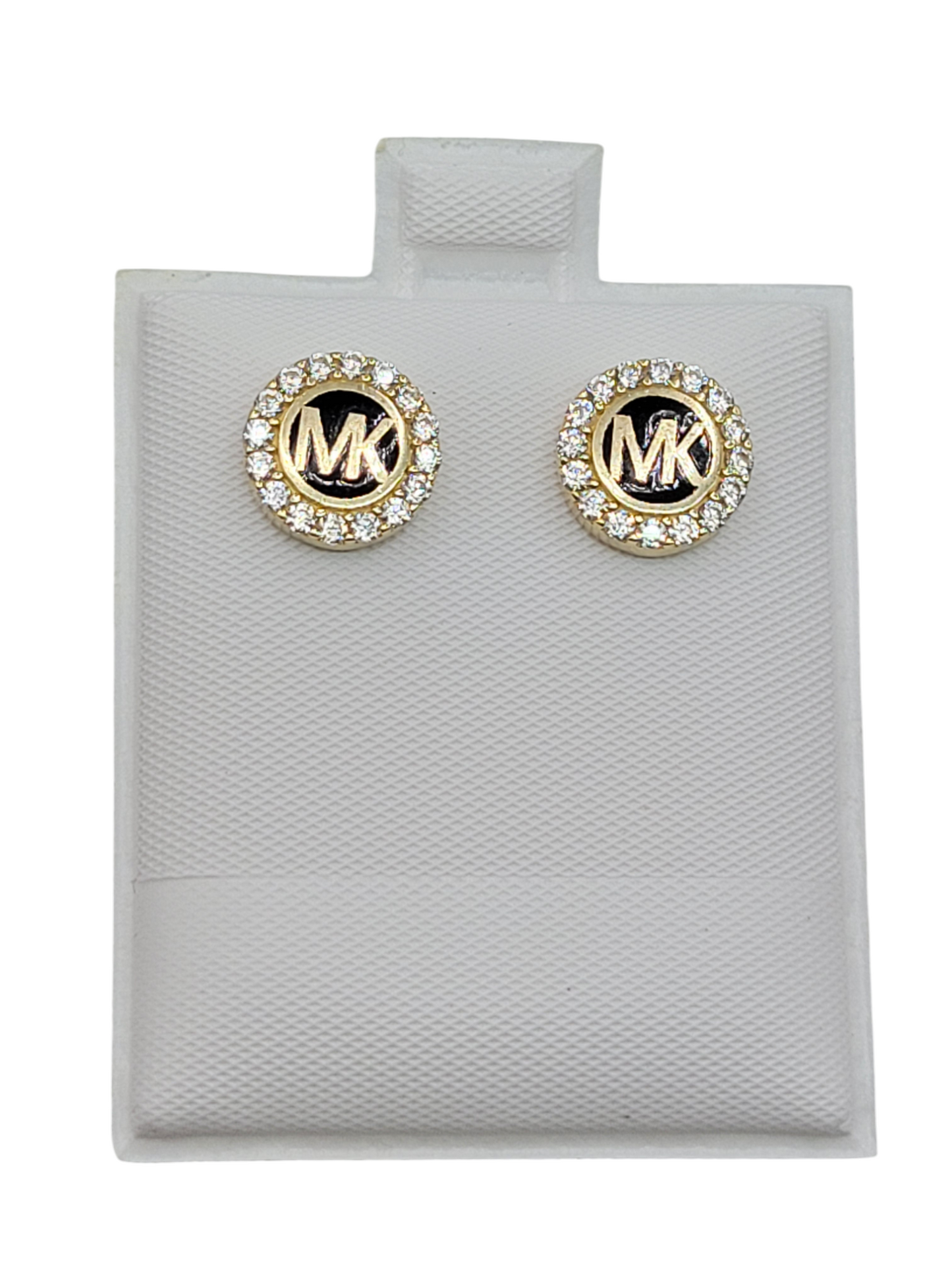 10K gold earrings. MK. CZ stone