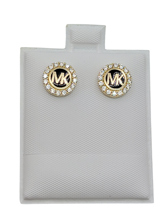 10K gold earrings. MK. CZ stone