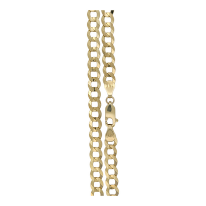 14K gold Cuban link chain. Double edge. 22in. 6mm