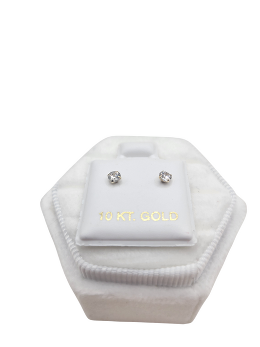 10K gold earrings. White CZ stone.