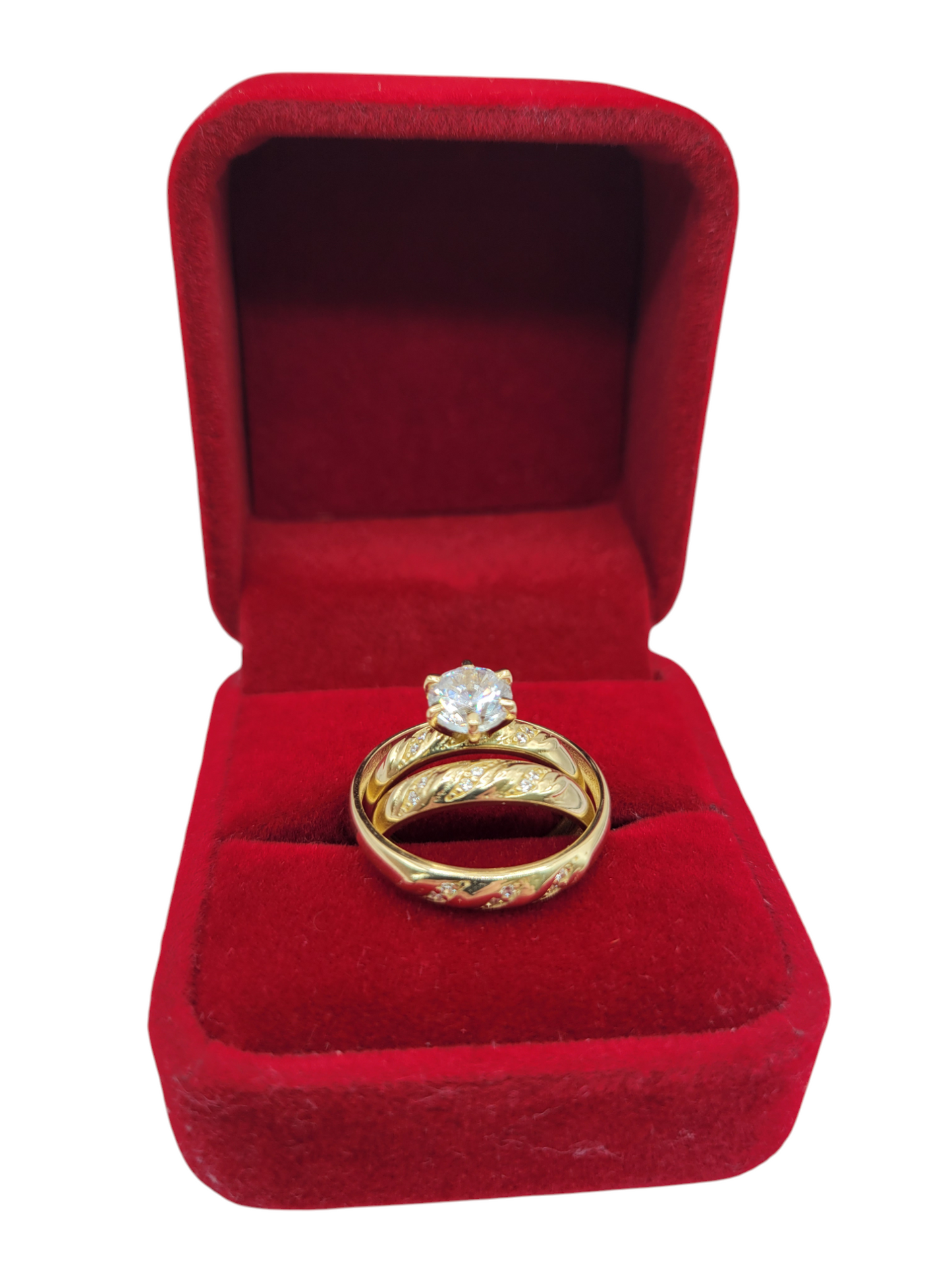 10K Gold Engagement Rings. Trio for Men and Women. Size 6 y 9.5
