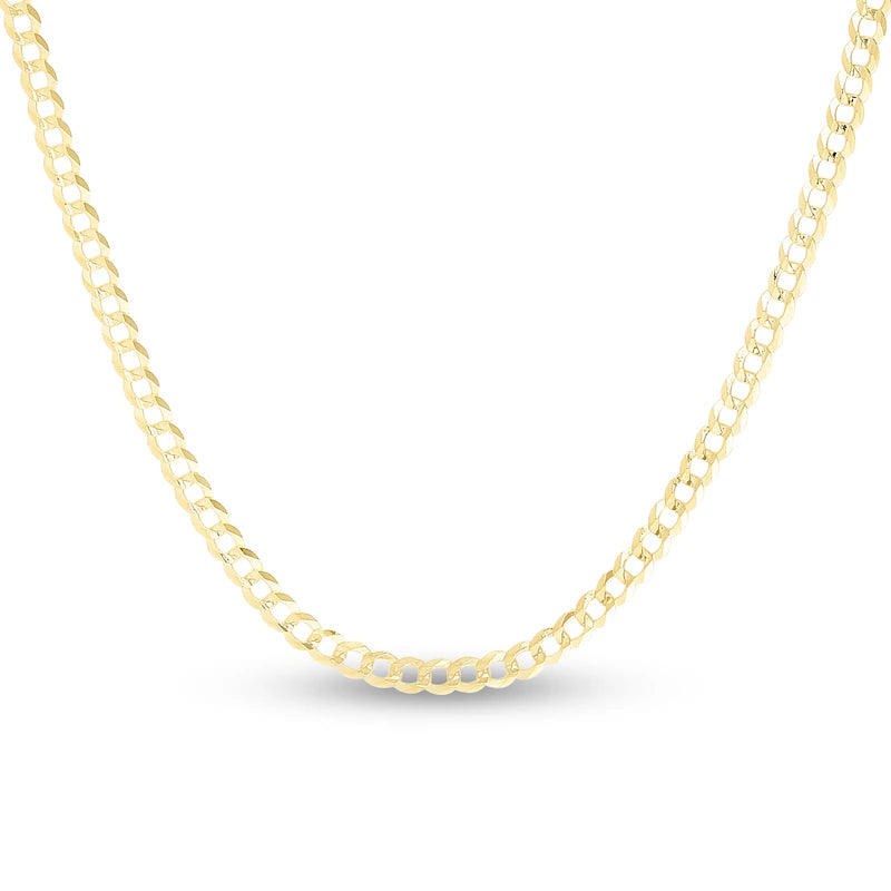 10K gold Cuban link chain. Brilliant cut style. 20in. 3.5mm
