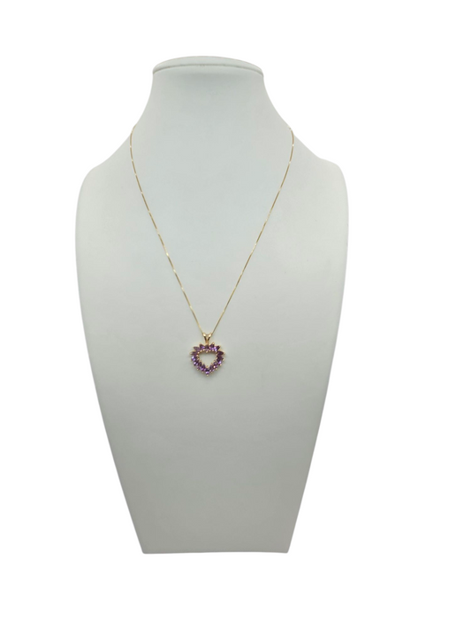 Gold chain 10K. I said purple heart. 18in. 1mm