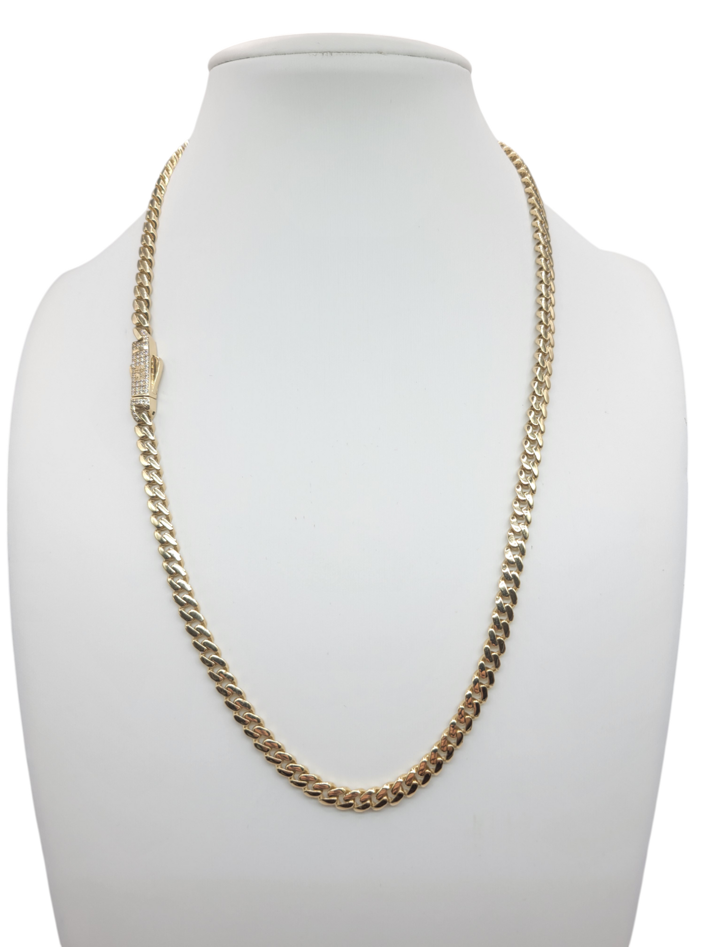 10K gold Cuban chain. CZ stone clasp. 20in . 5mm