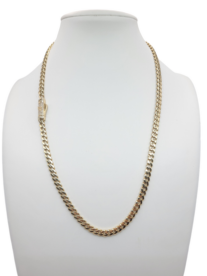 10K gold Cuban chain. CZ stone clasp. 20in . 5mm