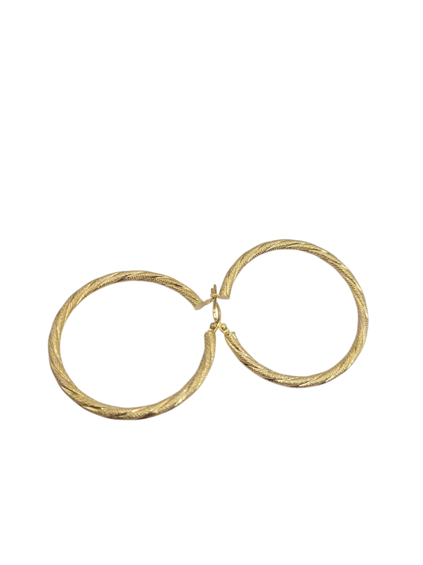 10K gold earrings. Thin snowy hoops. Size 5.