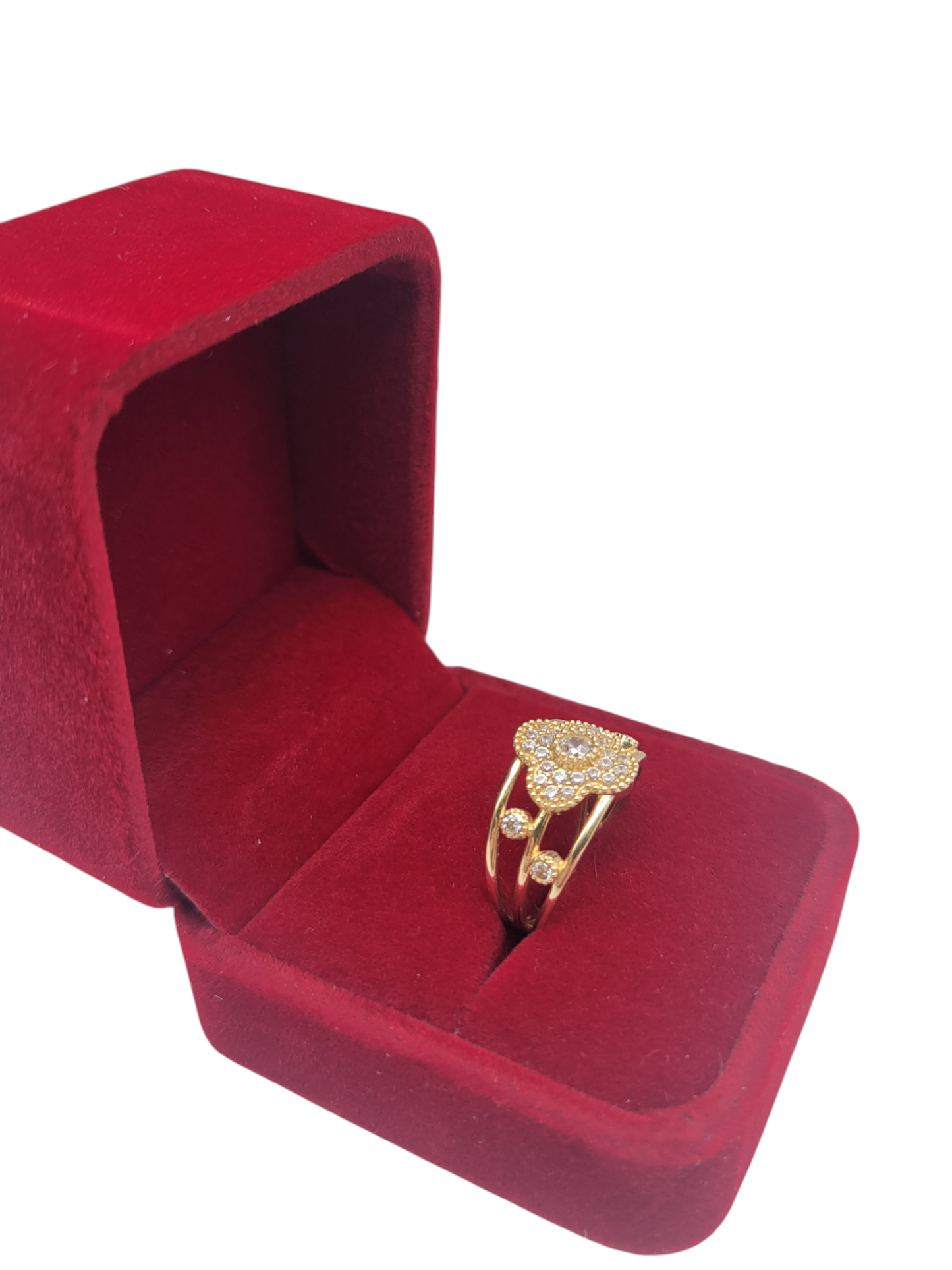 10K gold ring. flower with CZ stone.  Size 6.5