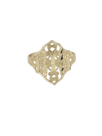 10K gold ring. Walnut shape with wide internal design. Size 8.5