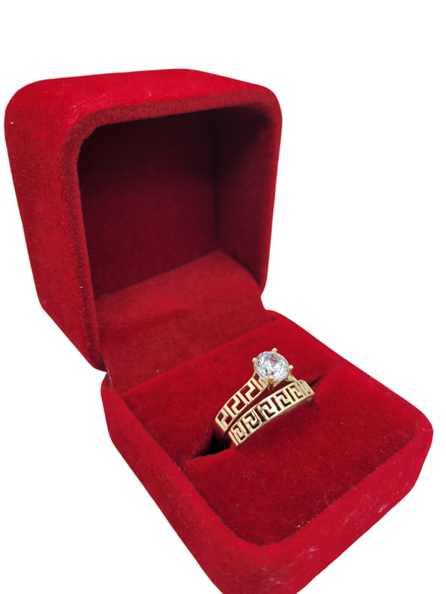 10K gold engagement rings. Trio for men and women. Size 8 y 10.5