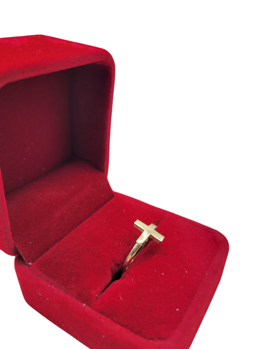10K gold ring. Cross. Size 5.5