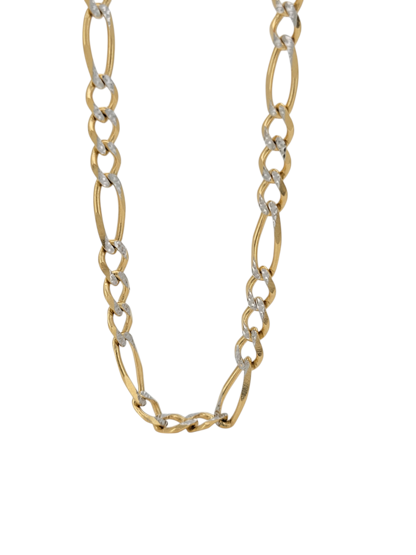 10K gold chain. Figaro style. Two colors. 24in. 4.3mm