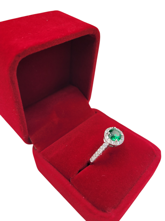 925 silver rings with round green CZ stone. Sizes 6, 7, and 8