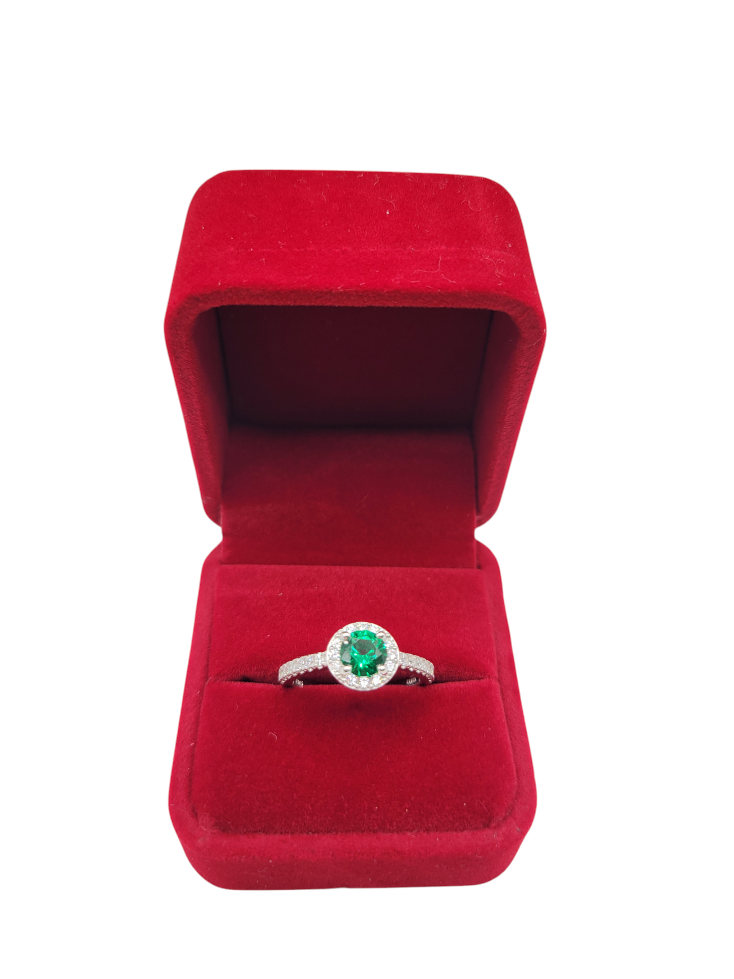 925 silver rings with round green CZ stone. Sizes 7, and 8