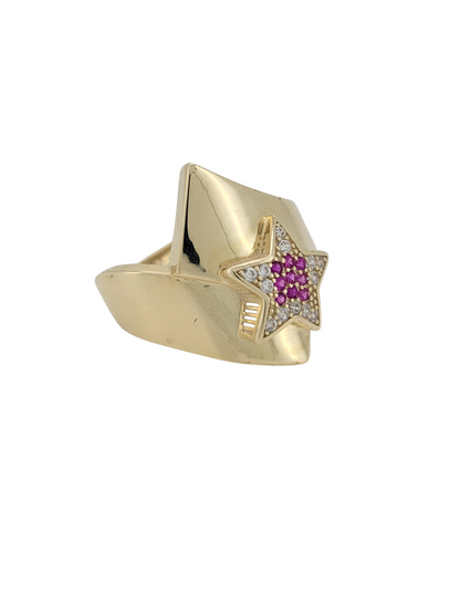10K gold ring. CZ stone star. Size 9