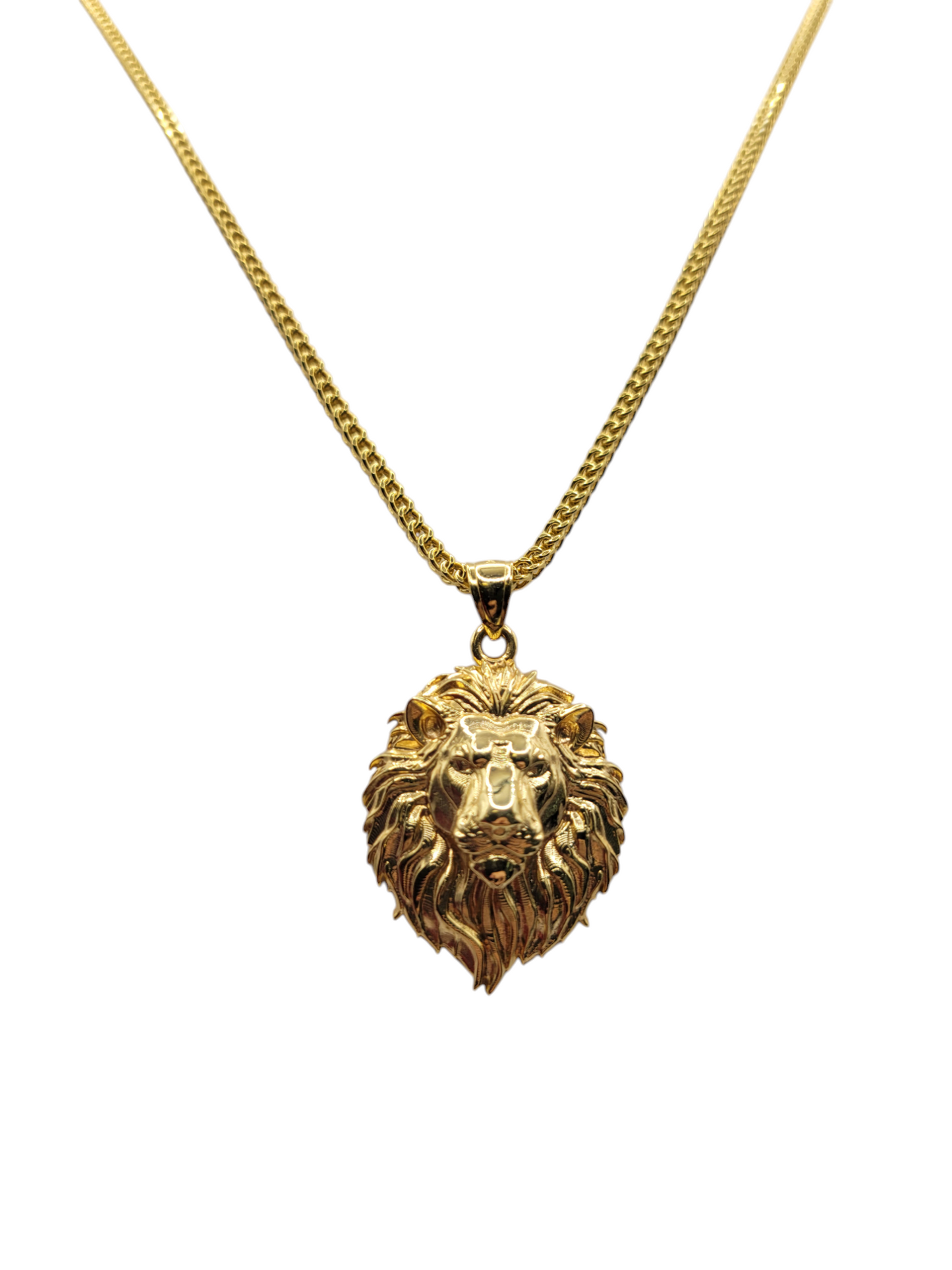10K gold Franco chain. Lion pendant. 20in . 2.5mm