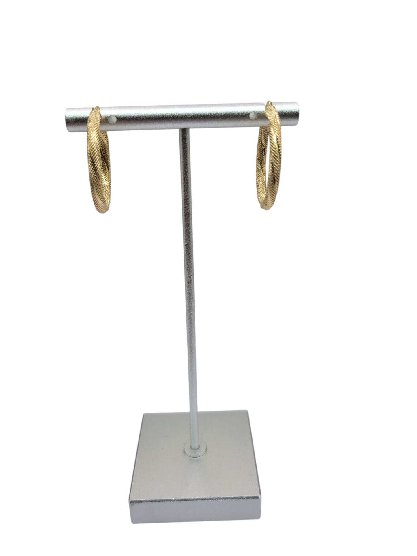 10K gold earrings. Fine snowy hoops. Size 2