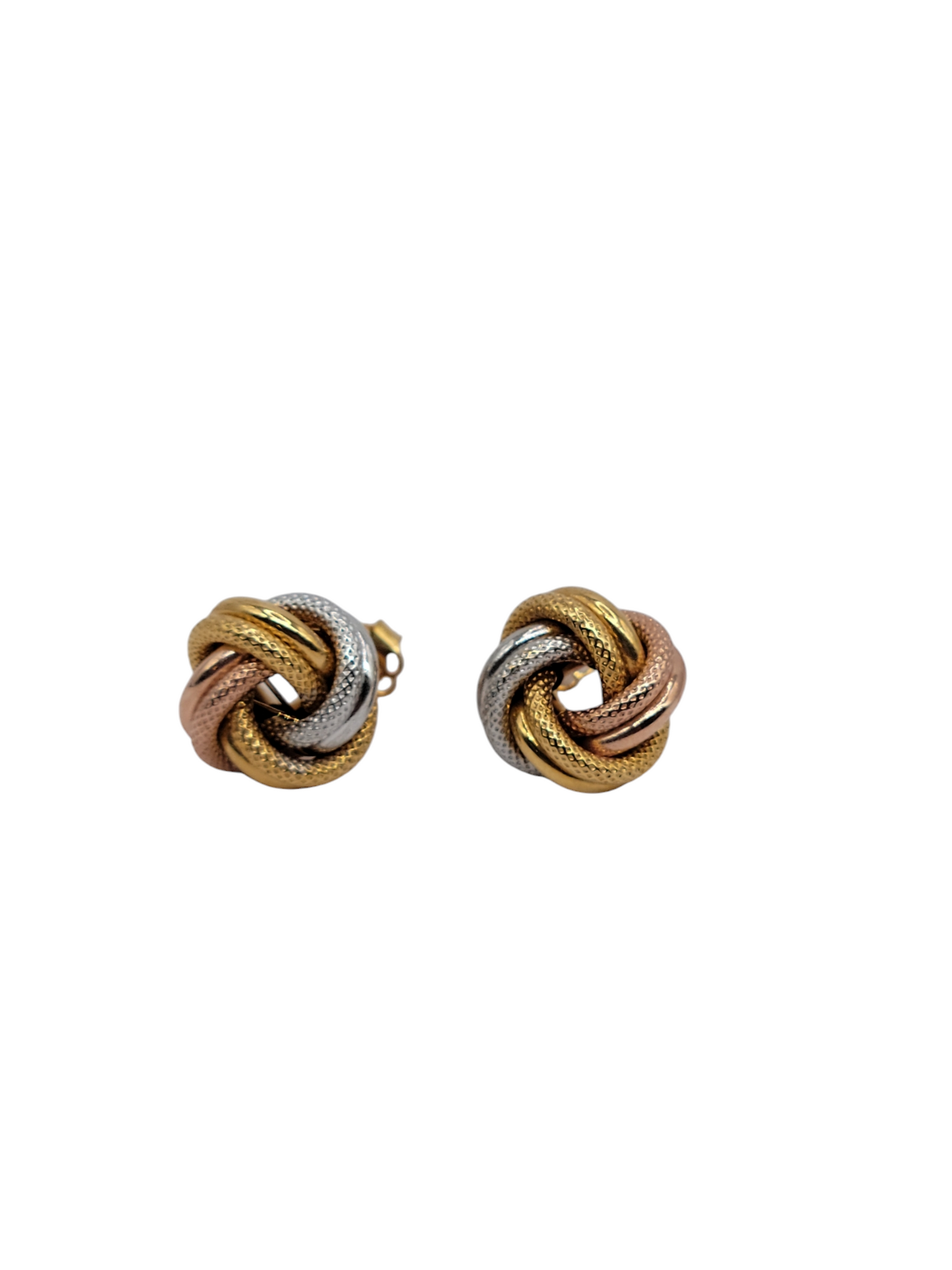 10k Gold 3-Tone Knot Style Earrings