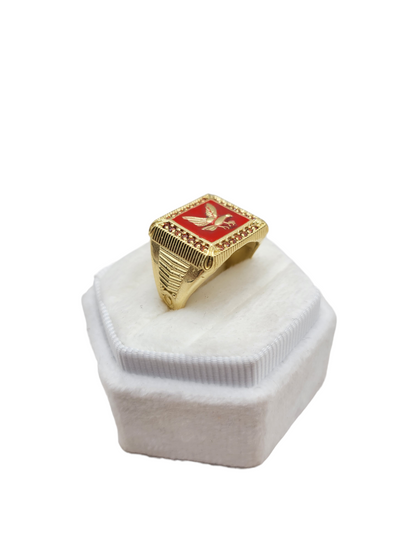 10K Gold Ring. Eagle. Red CZ Stones. Size 9.5