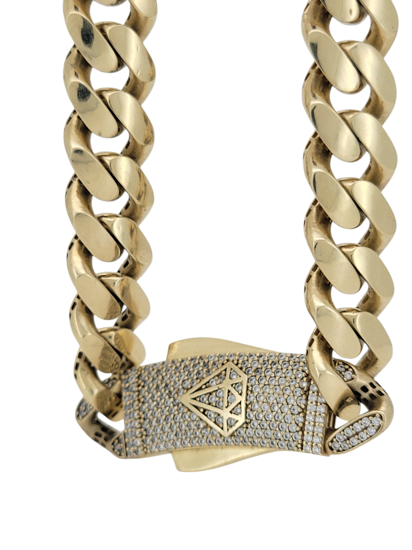 10K gold Cuban link chain. Monaci style. 24in. 11mm
