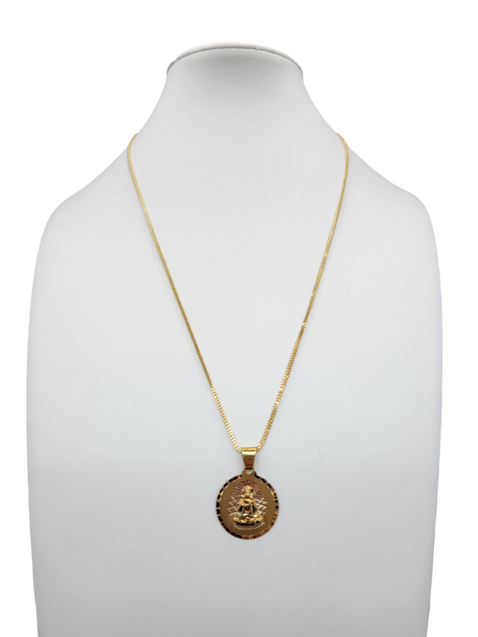 14K gold Franco chain. Virgin of Charity pendant. 20 inches. 1.5 mm.